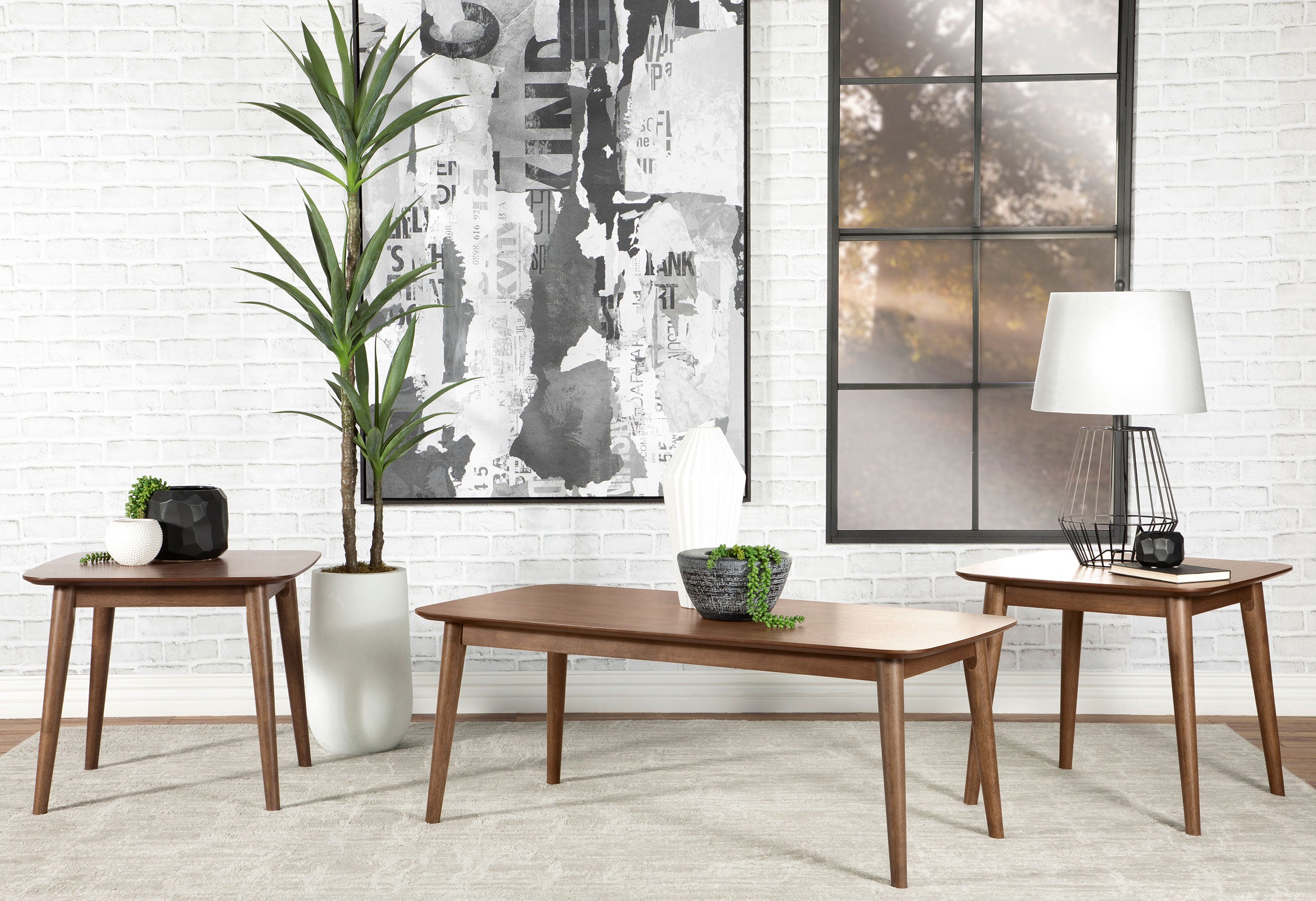 Dar Furniture - Coaster - Radley 3-piece Rectangular Coffee Table Set Natural Walnut - 753524